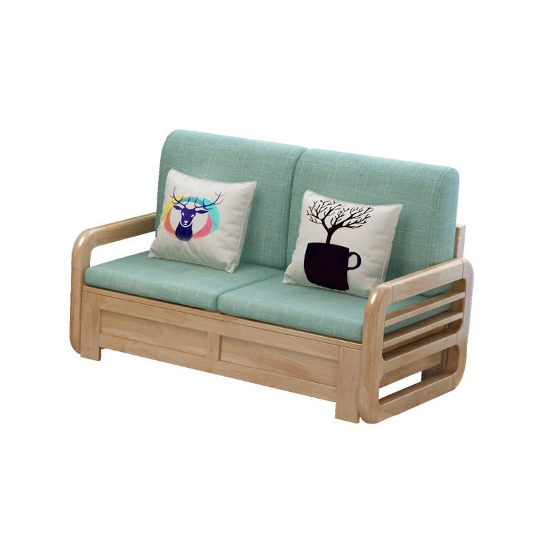 Nordic Settee Cushions Sectional Square Arm Fabric Seating for Living Room