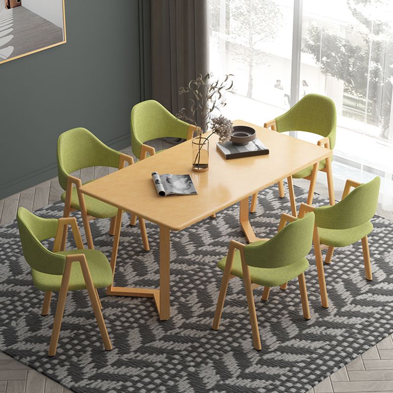 Contemporary Rectangular White and Walnut Wooden Dining Table with Double Pedestal
