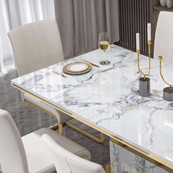 Luxury Sintered Stone Top Table Rectangle Table with Gold Pedestal