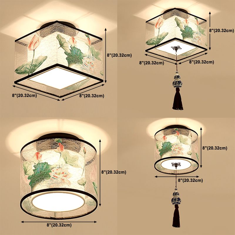 Modern Flush Mount Ceiling Light Simple Flush Mount Lamp with Fabric Shade