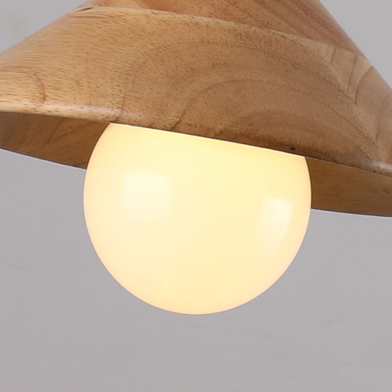 Wood Cone Pendant Lamp Contemporary Style Hanging Light for Dining Room