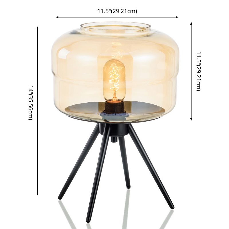 Lámpara de mesa de vidrio de estilo nórdico de 11.5 "de ancho Design Base de trípode negro Luz de la parada de batería para el dormitorio
