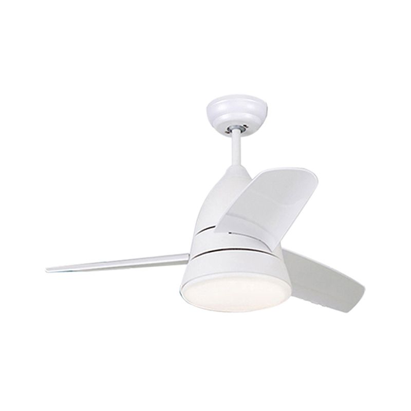 Lámpara de ventilador de techo de círculo de metal niños 1 claro negro/blanco/rosa 3 cuchillas Luz de semi descarga para sala de estar, 36 "de ancho