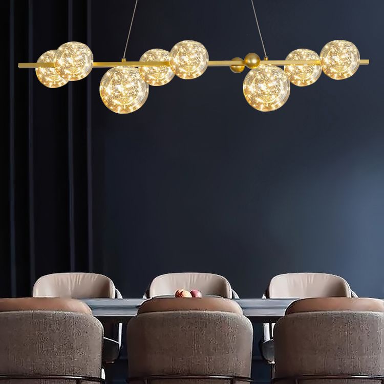 Sphere Island Lighttures Modern Glass Island Chandelier en Gold Finish