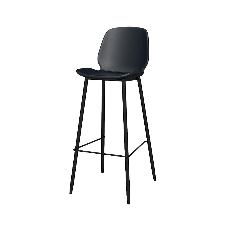 Modern Style Low Back Bar-stool Pu Leather Counter Bar Stool with Metal Legs for Home