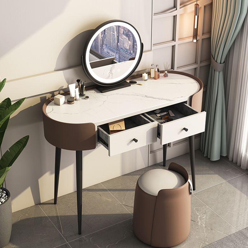 2 Drawers Makeup Table Desk Stone Top Vanity Table in Orange