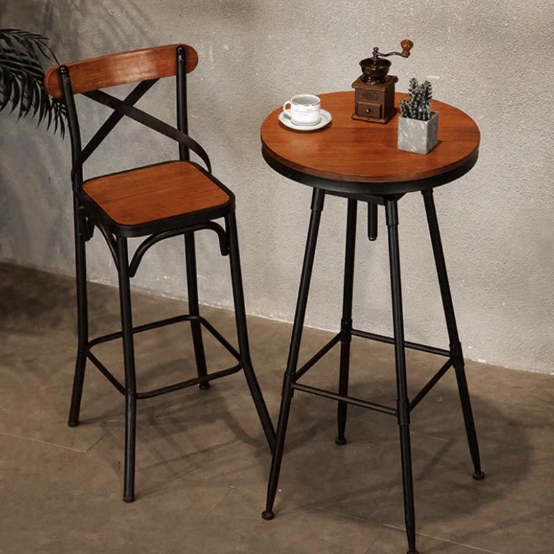 Industrial Round Bar Table Set 1/2 Pieces Solid Wood Bar Table Set for Indoor