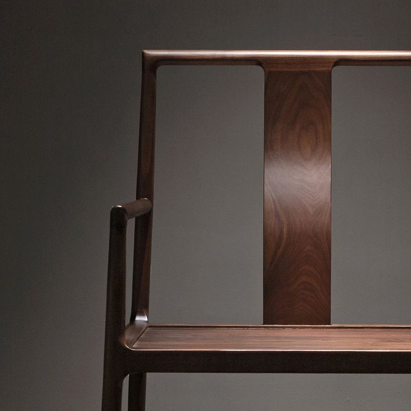 Traditional Slat Back Dining Arm Chair Solid Wood Arm Chair for Home