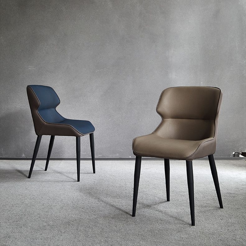 Contemporary Metal Dining Room Chairs Wingback Armless Chair for Home Use