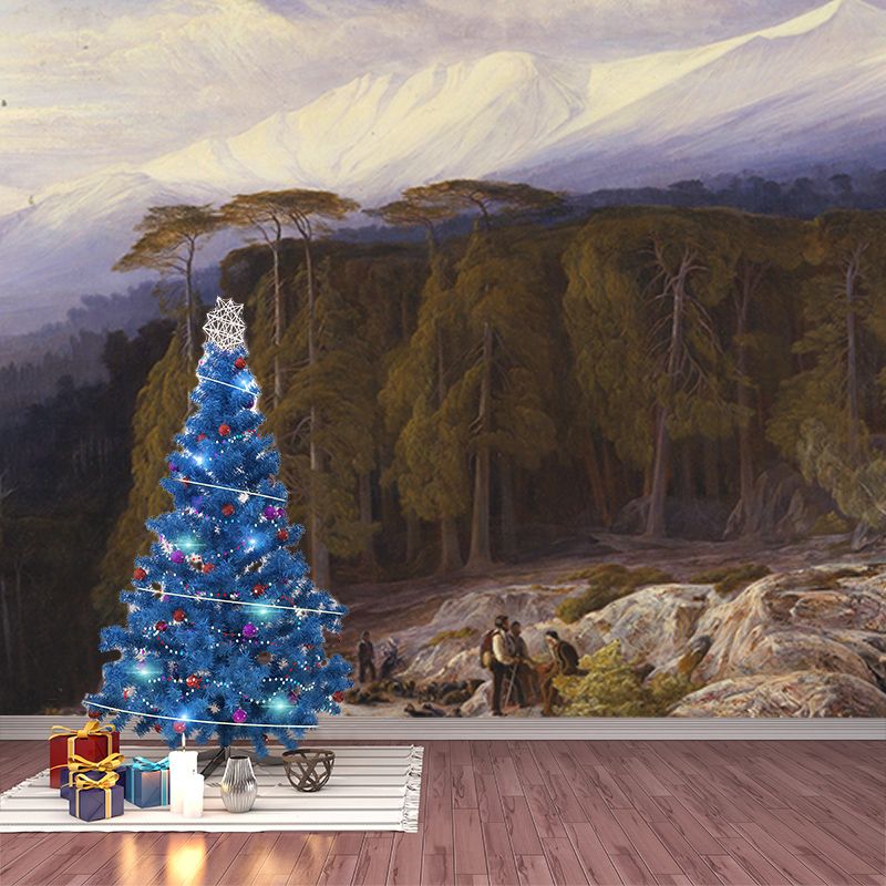 Forest Scene Illustration Painting Mural Decorative Eco-friendly for Living Room