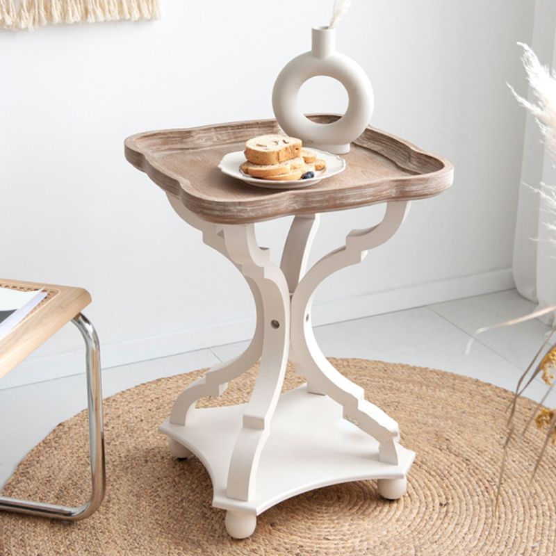 Contemporary Solid Wood Round Metal Pedestal Single Coffee Table