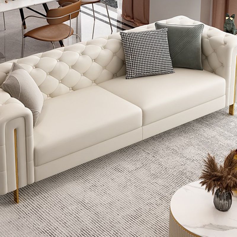 Tuxedo Arm Sofa Contemporary White Sofa with Tufted Split-Back