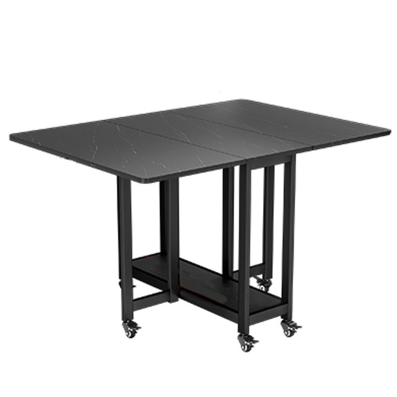 Black Rectangle Dining Set 1/2/3/4/5/7 Pcs Folding Dining Table Set with Chairs