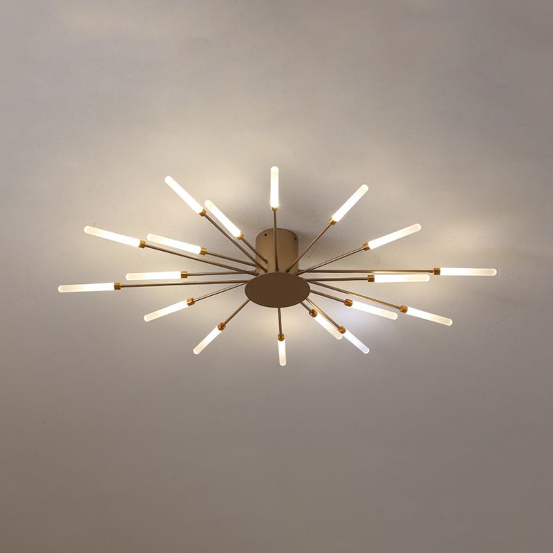 Lámpara de techo con ráfaga negra/dorada, lámpara LED acrílica semiempotrada contemporánea de 12/18/28 luces para dormitorio