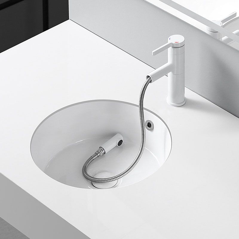 Circular Bathroom Sink Modern White Vitreous China Drop-in Bathroom Sink
