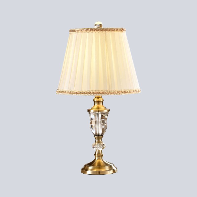 Tissu plissé lampe à tâche contemporaine 1 Livre de lecture de bulbe Lumière en beige pour étudier