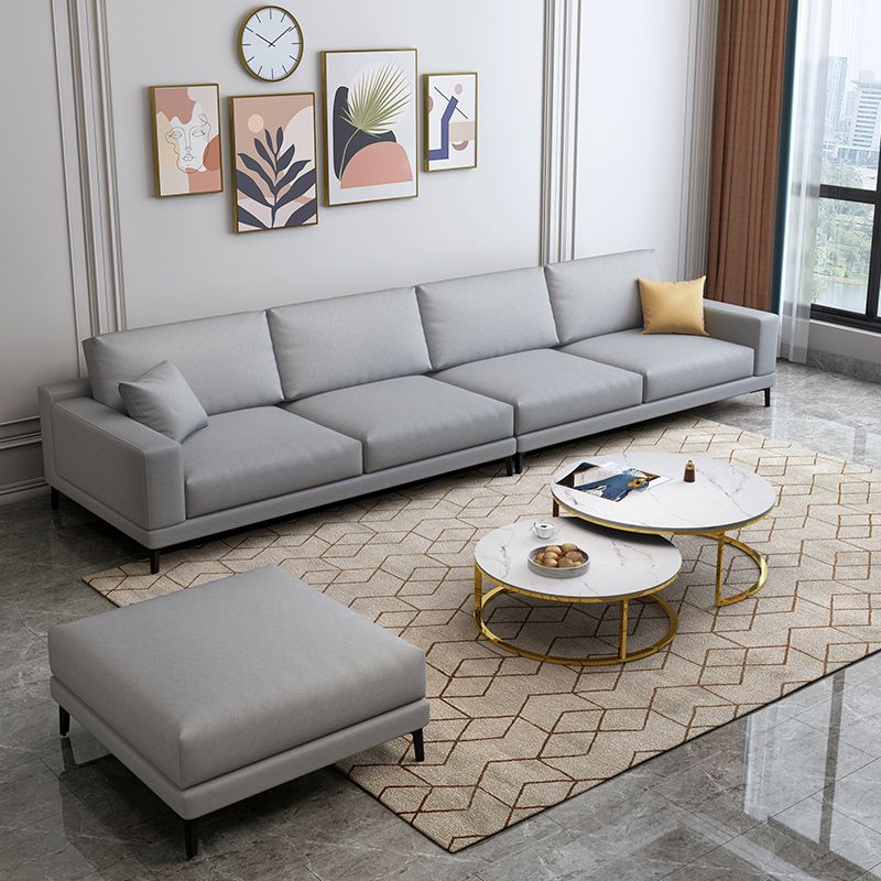 Loose Back Faux Leather Square Arm Sofa with Waterproof and Stain Resistant