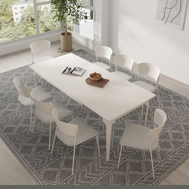 Modern Style 1/2/5/7/9 Pieces Dining Room Table Rectangle Stone Furniture in White