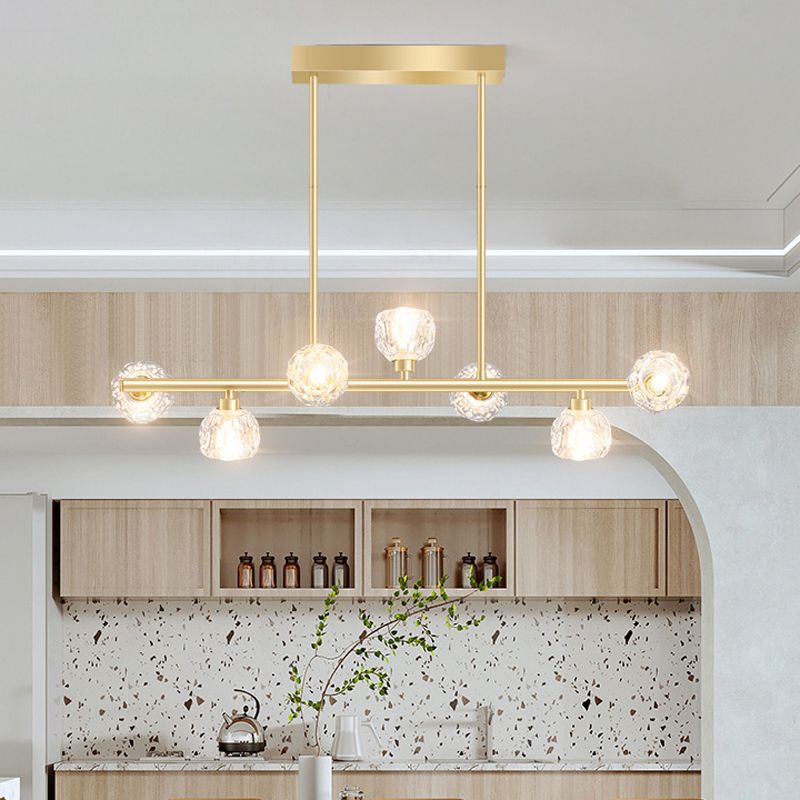 7-Light Modern Golden Kitchen Island Lighting LED Ceiling Light for Bedroom