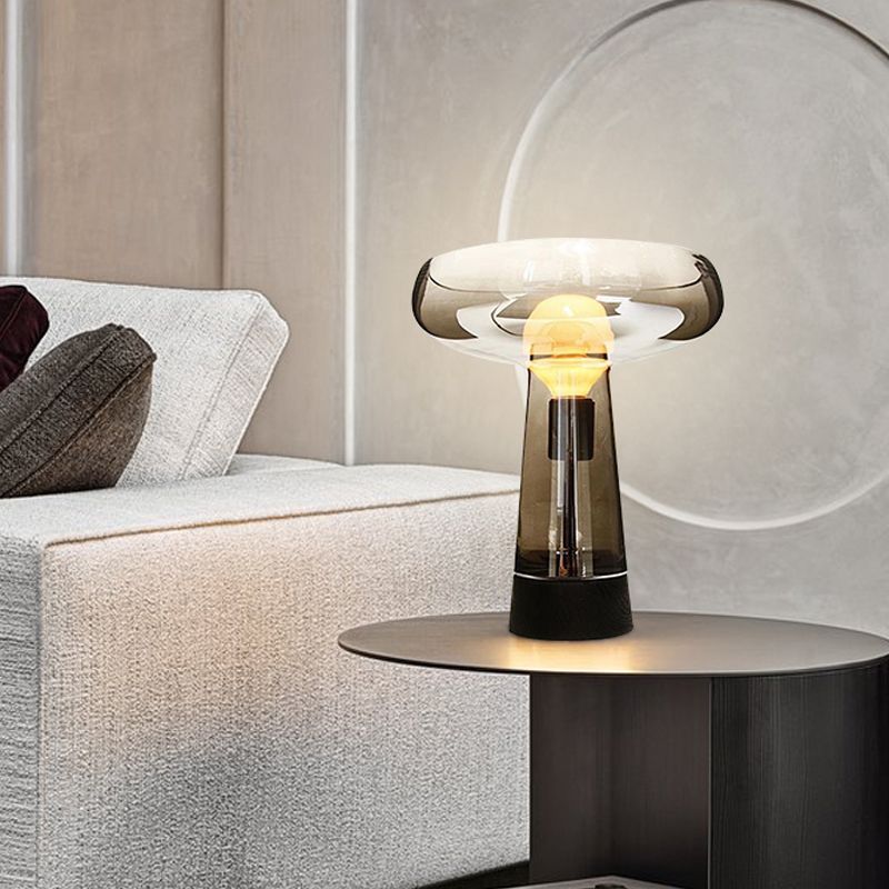 Retro Style 1 Head Night Light Smoke Grey Glass Open Top Designed Torch Table Lighting