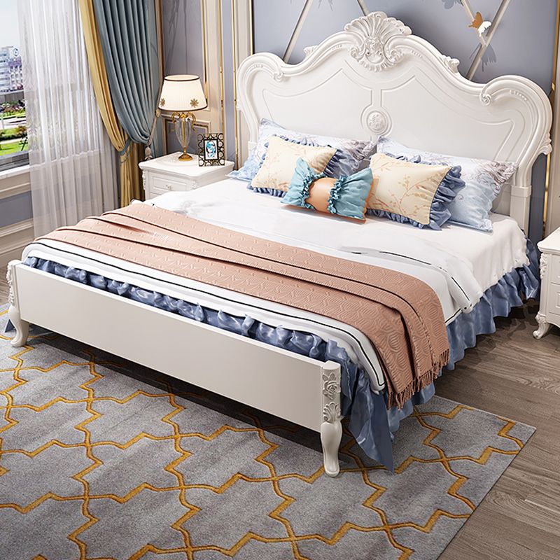 Victorian Solid Color Standard Bed Solid Wood Camelback Bed Frame