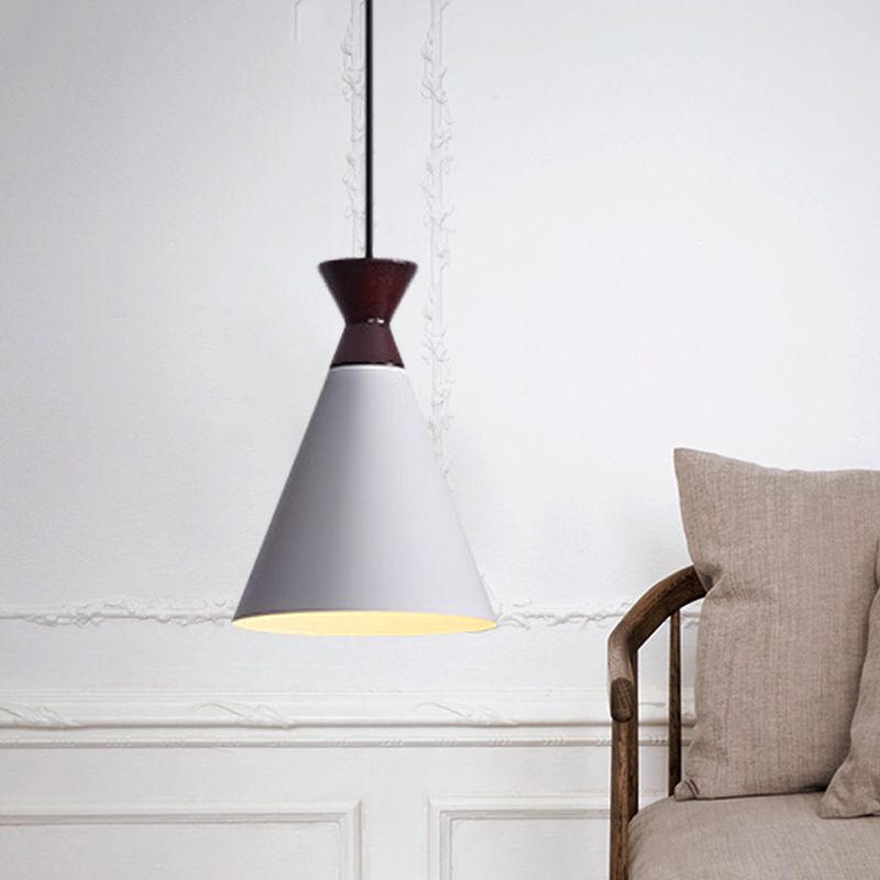 Wide Flare Drop Pendant Light Modernist Iron 1 Head Bedside Suspension Lamp in Black/Grey/White