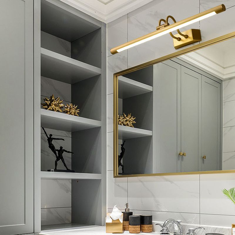 Brass Straight Mirror Light Modern Style Single Light Wall Lamp for Bedroom