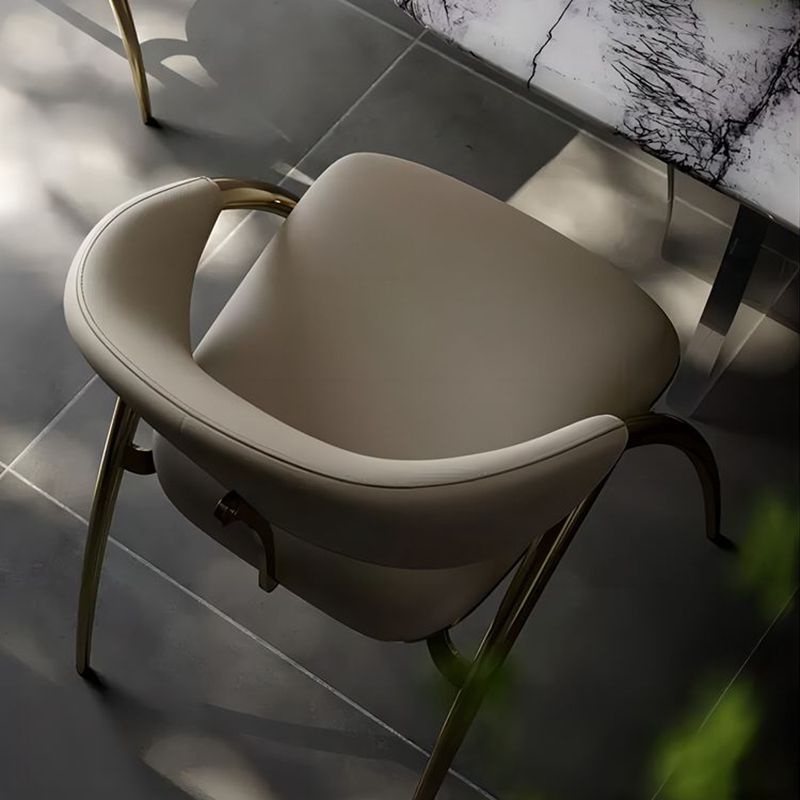 Glam Kitchen Upholstered Side Chair Metal Legs Dining Armless Chair