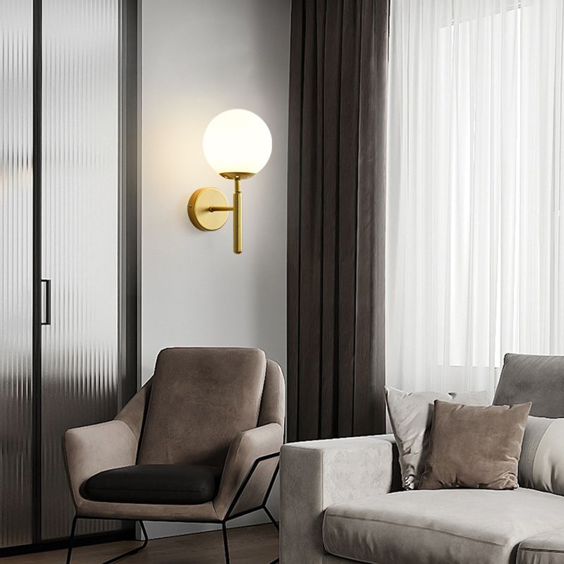 Contemporary Single Head Wall Sconce Glass Ball Shade Wall Mounted Light for Living Room