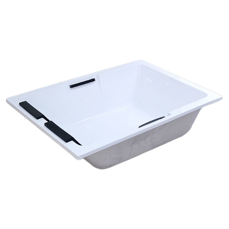 Modern Square Bath Acrylic White Soaking Right Back to Wall Bathtub