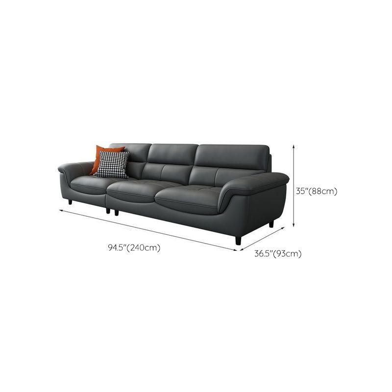 Modern 34.64" H Genuine Leather Pillow Top Arm Sofa for Living Room