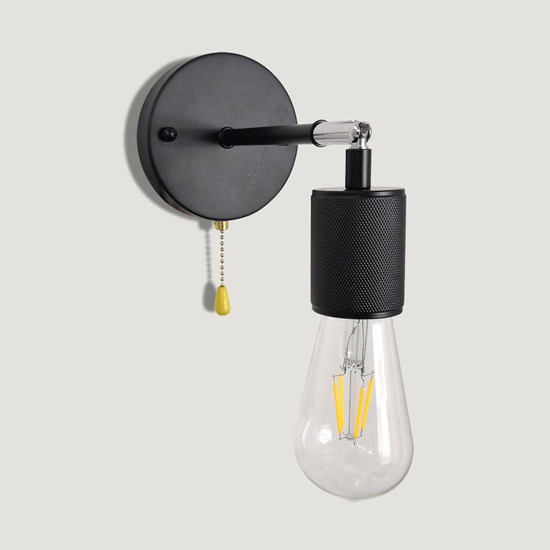 Industrial Tapered Shape Wall Mount Light Fixture Metal 1 Light Sconce Lamp in Black