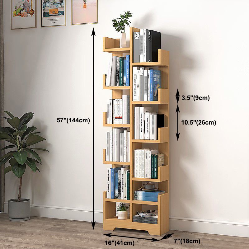 Skandinavisch hergestelltes Holzgeometrie -Bücherregal vertikaler offener Bücherregal