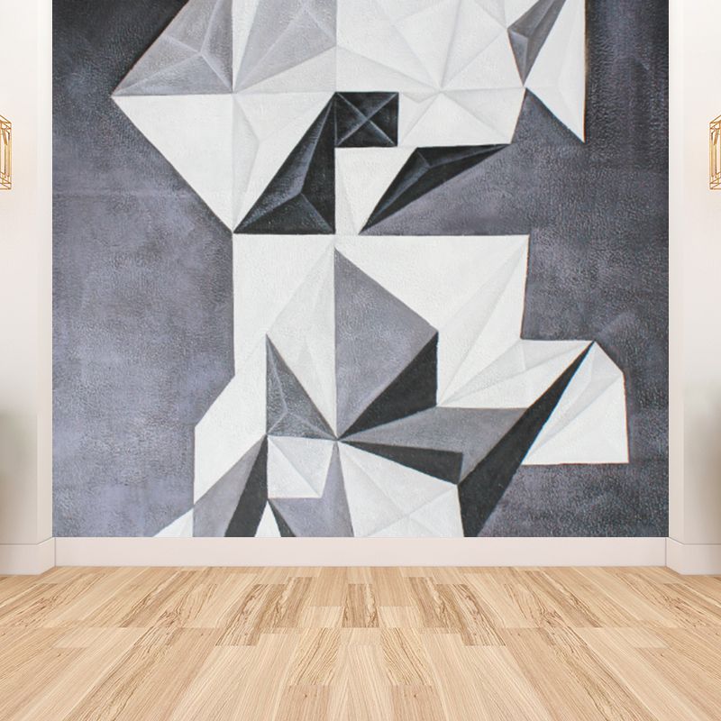 Huge Harlequin Pattern Wall Mural for Bathroom Geometry Wall Decor in Gary, Stain-Proof
