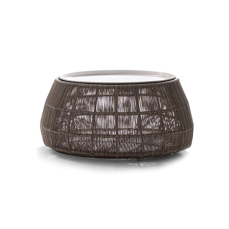 Modern Rattan Side Table Outdoor Patio Table with Aluminum Frame