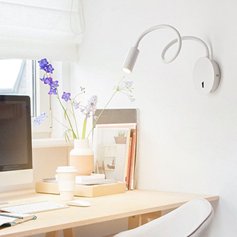 Contemporary Style Round Sconce Light Fixtures Metal 1 Light Wall Mounted Reading Lights