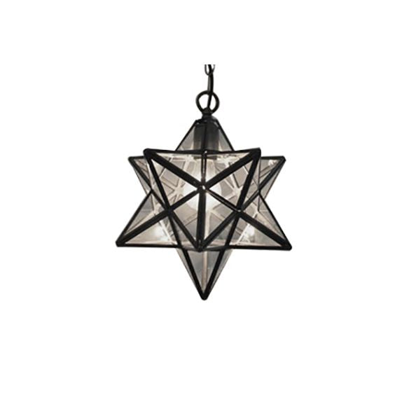 Textured White/Clear Star Hanging Pendant Light Tiffany Style 8"/12" W 1 Head Stainless Glass Ceiling Lamp for Dining Room