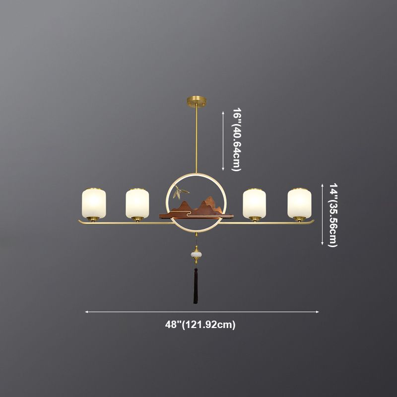 Éclairage d'éclairage de l'île Cylinder 5 Éclairage d'îlot de cuisine léger avec une teinte en verre