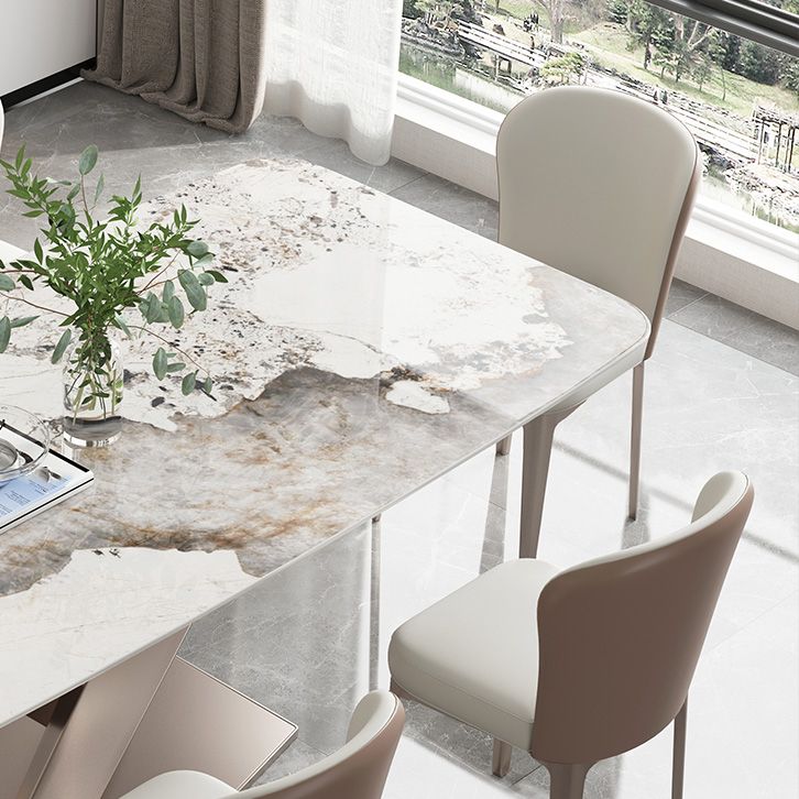 Minimalist Dining Table Sets with Rectangle Shape Table and Upholstered Chairs