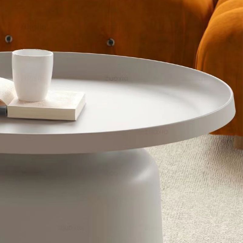 Mid-Century Iron Coffee Table Pedestal Round Tray Top Cocktail Table Set