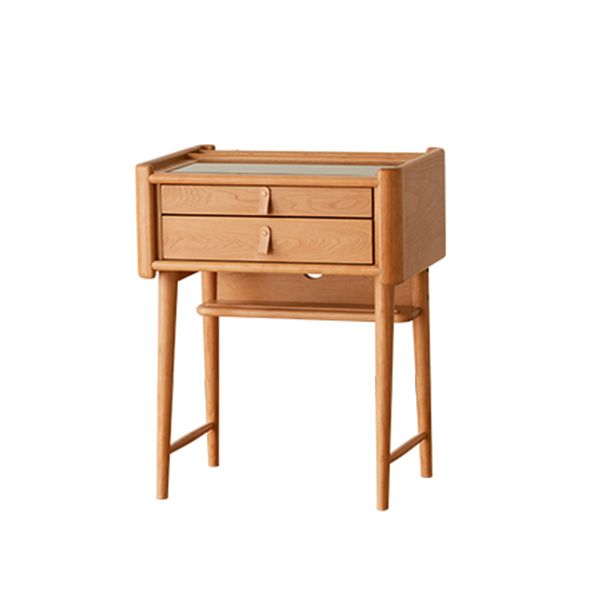 Solid Wood Natural 2 Drawers Makeup Vanity Desk Table for Bedroom