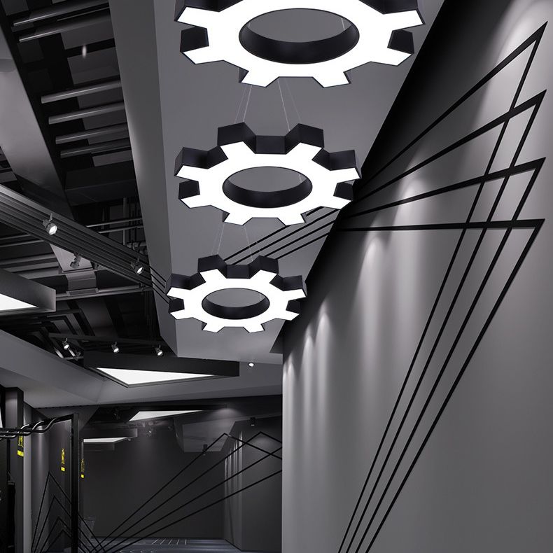 Luce a sospensione in palestra a forma di ingranaggio Acrilista Acrilista LED Apparecchi di illuminazione a soffitto