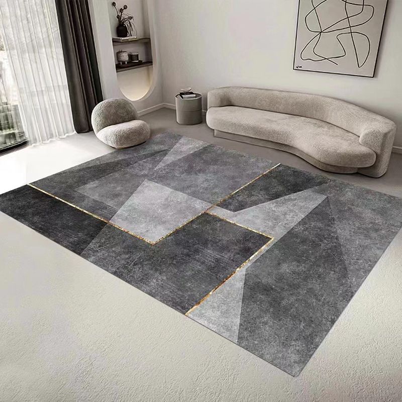 Blue Striped Pattern Rug Polyester Modern Rug Washable Rug for Drawing Room