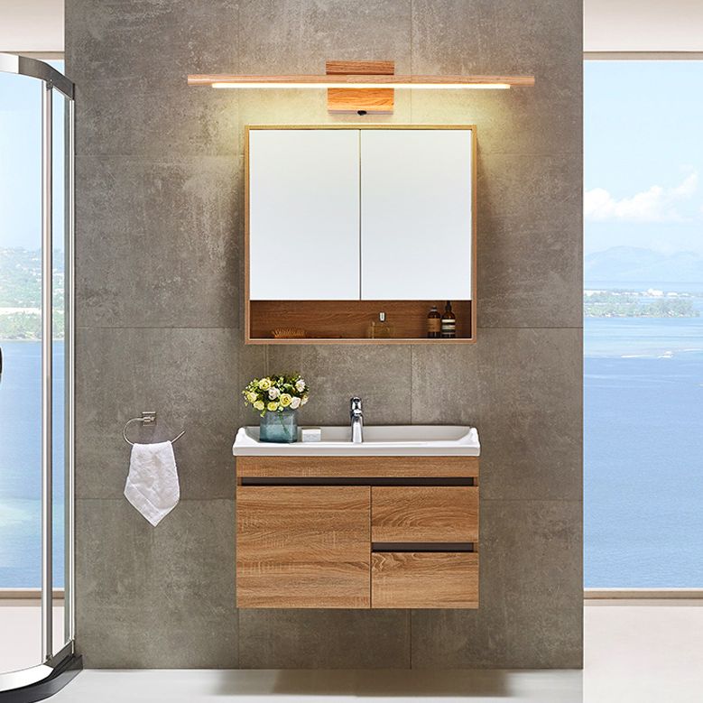 Vanité linéaire lumière murale moderne de style minimaliste en bois unique de vanité unique