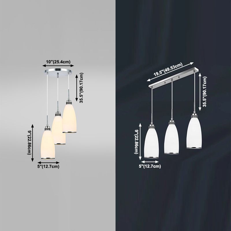 Minimaliste 3 lumières Pendante Bell Glass Shade Suspension Lampe pour salle à manger