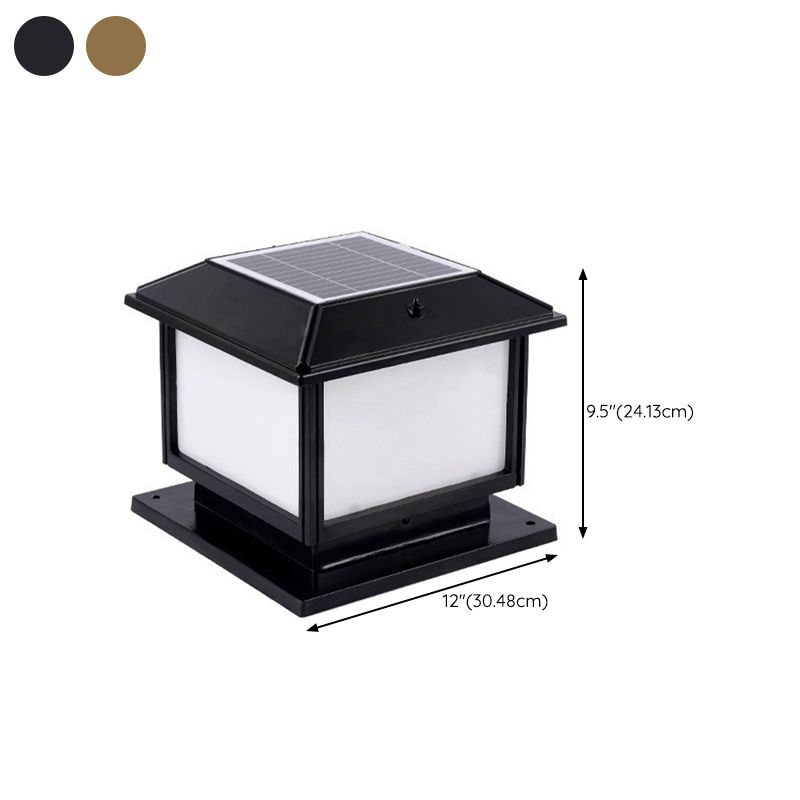 Rectangle Shape Metal Outdoor Lamp Modern Style 1-Light Solar Pillar Light