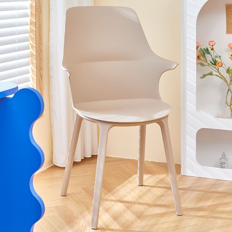 Plastic Side Chair Scandinavian Style Arm Solid Back Chairs for Home