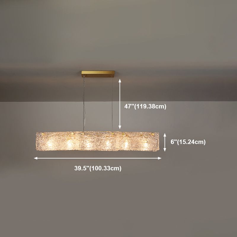 Modern Style Rectangle Hanging Island Lights Glass Pendant Light Fixtures