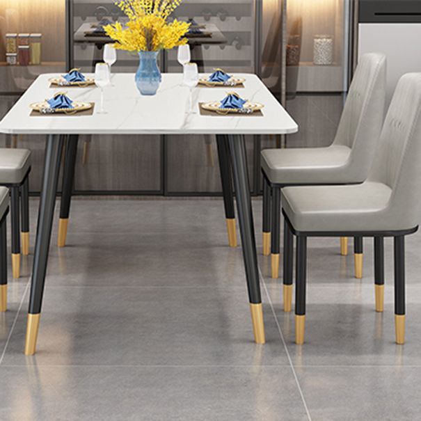 Glossy White Dining Table Set 1/4/5/7 Pieces Stone Dinette Set for Kitchen