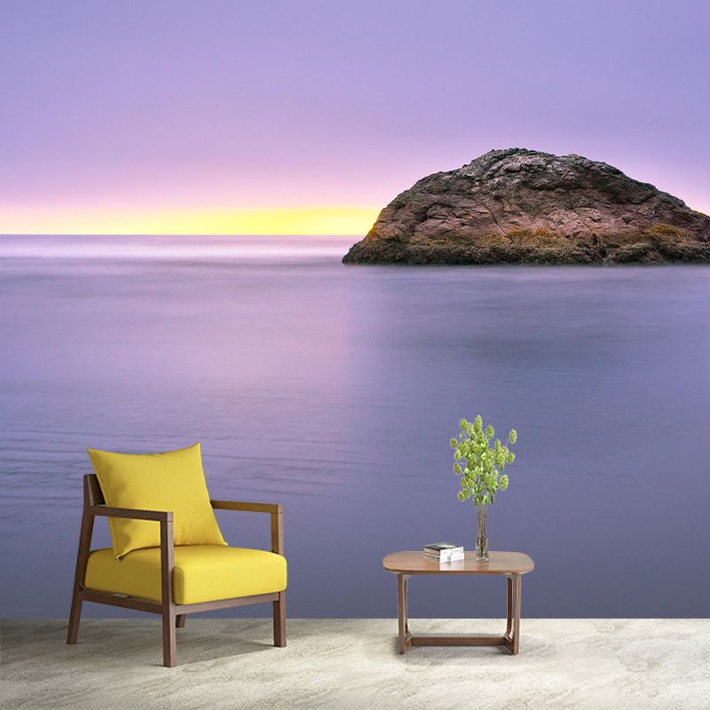 Huge Sea Mural Decal Decorative Modern Style Moisture Resistant in Light Color